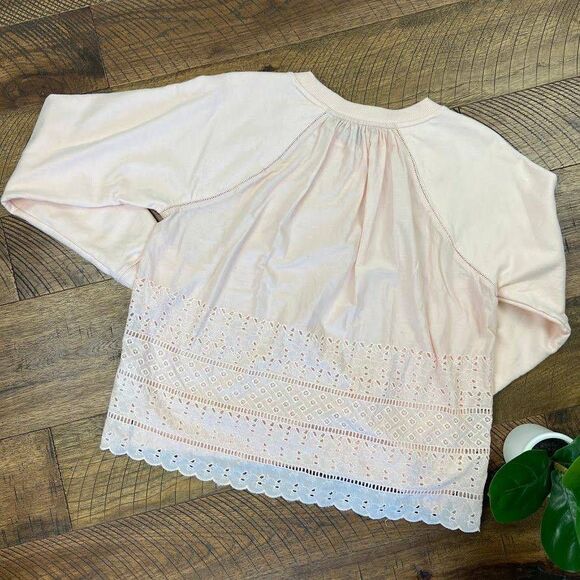 J.CREW Eyelet Crochet Back Sweatshirt M - Picture 2 of 8